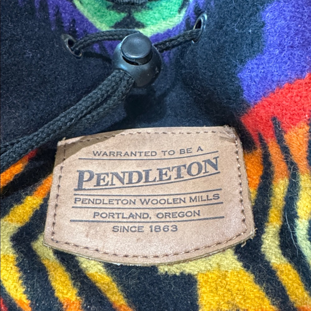 Pendleton Multicolor Woolen Bag With Leather Label - image 3